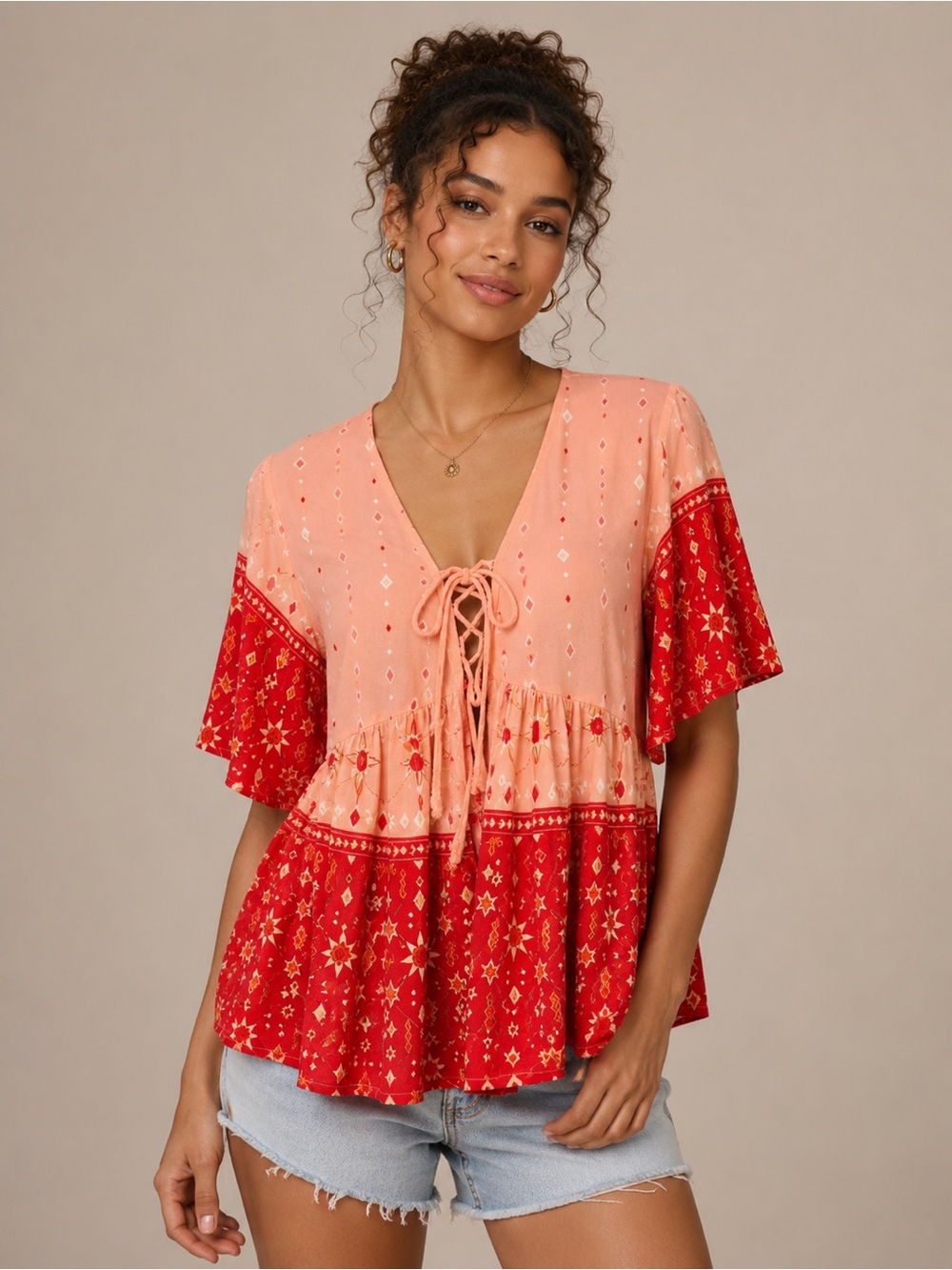NWT Boho Babydoll Top